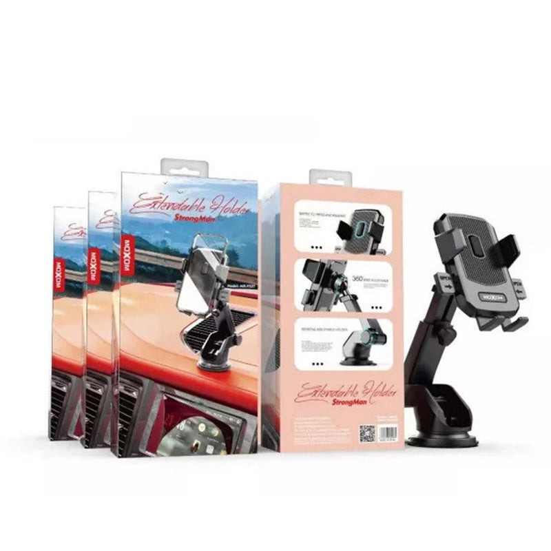 MOXOM Car Phone Holder | MX-VS27 Strong Man Extendable 360 Rotating | Car Windshield Dashboard