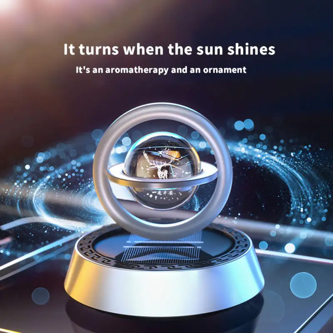 Solar Rotating Double Ring Crystal Ball Car Perfume Diffuser
