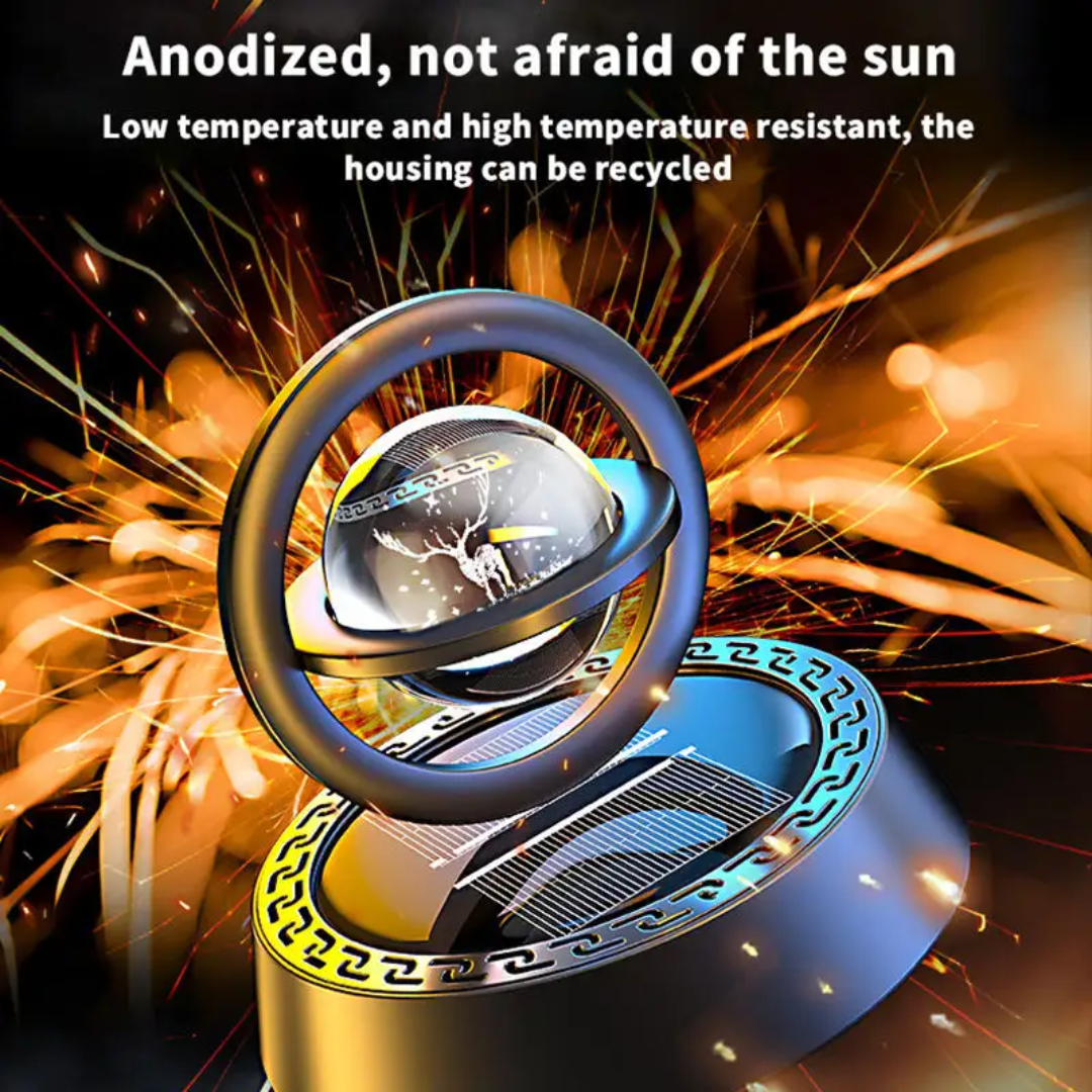 Solar Rotating Double Ring Crystal Ball Car Perfume Diffuser