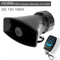 4 Tones Siren Horn Remote Control Kit Black Electronic Car Alarm 12V DC