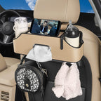 Car Back Seat Tissue Box Holder – 3-in-1 Multi-Functional Organizer for Tissue box, Drink Holder, And Hook