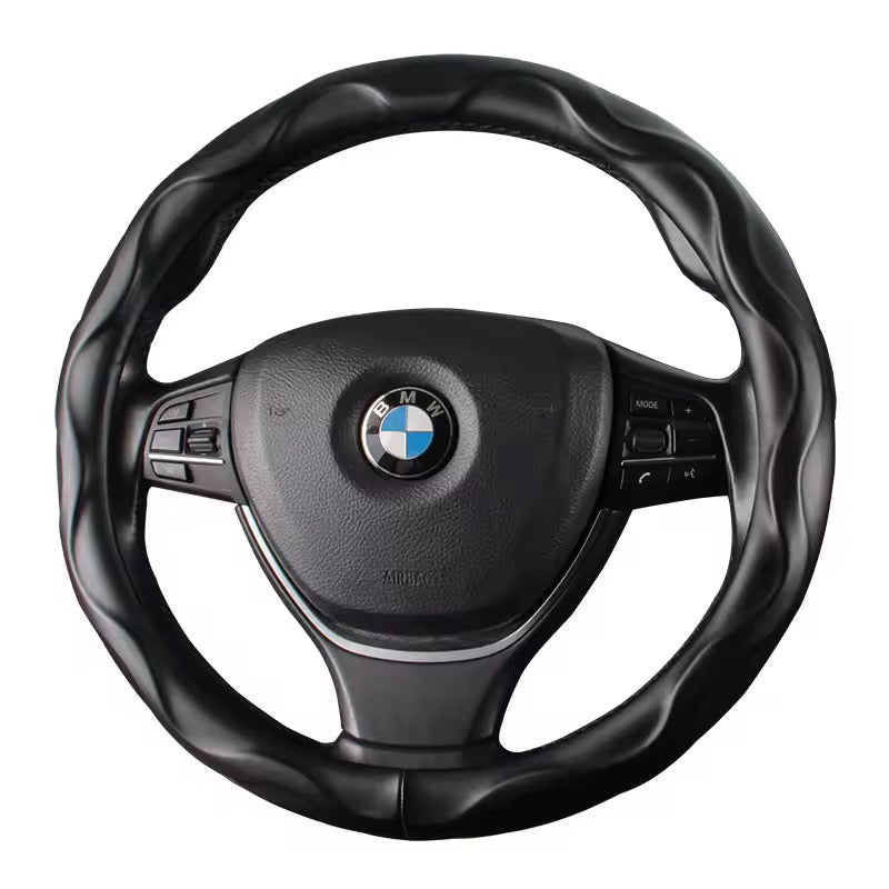 Artificial leather Steering Wheel Cover Color Black and Beige