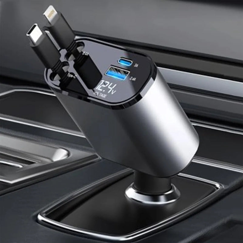 Car Fast Charger 4 In 1 Premium Quality Smart Design Car Mobile Charger