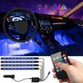 Car Interior RGB Atmosphere Lights – 4pcs Multi-Color Music Sync Neon Strip Lights