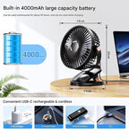 Rechargeable Desktop Mini Clip Fan with LED Light – Perfect for Travel, Home & Office