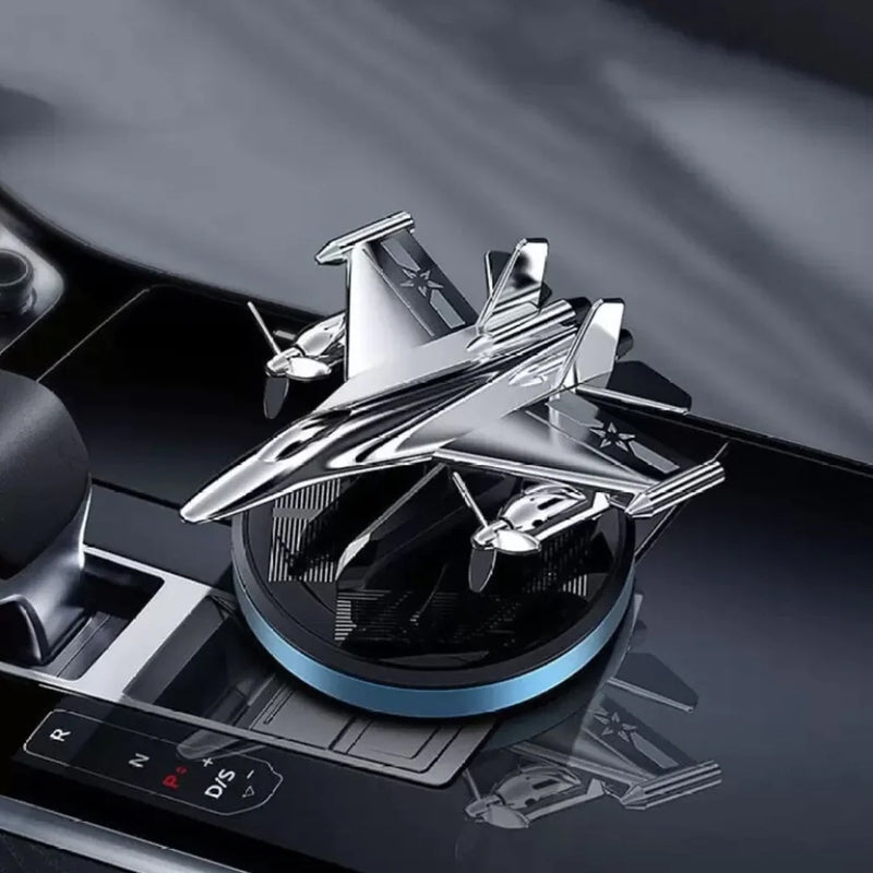 Premium Car Solar Fighter Airplane Showpiece with Air Freshener - Style Meets Freshness