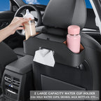 Car Back Seat Tissue Box Holder – 3-in-1 Multi-Functional Organizer for Tissue box, Drink Holder, And Hook